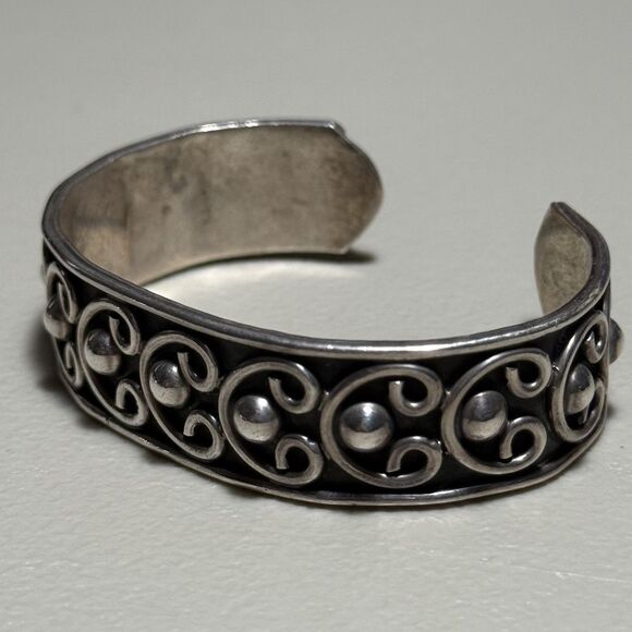 Vintage Taxco Mexico Beaded Sterling Cuff - Picture 1 of 3